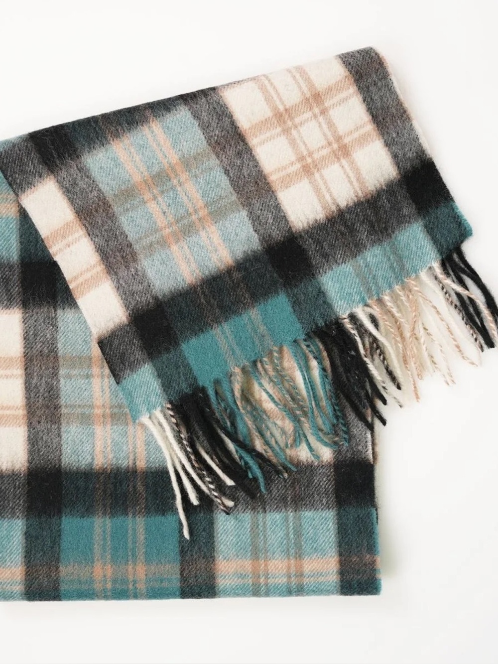 NWT Edinburgh 100% Lambswool Macdonald Green Tartan Scarf